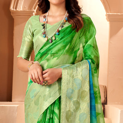 1green-blue-printed-organza-saree-with-woven-border