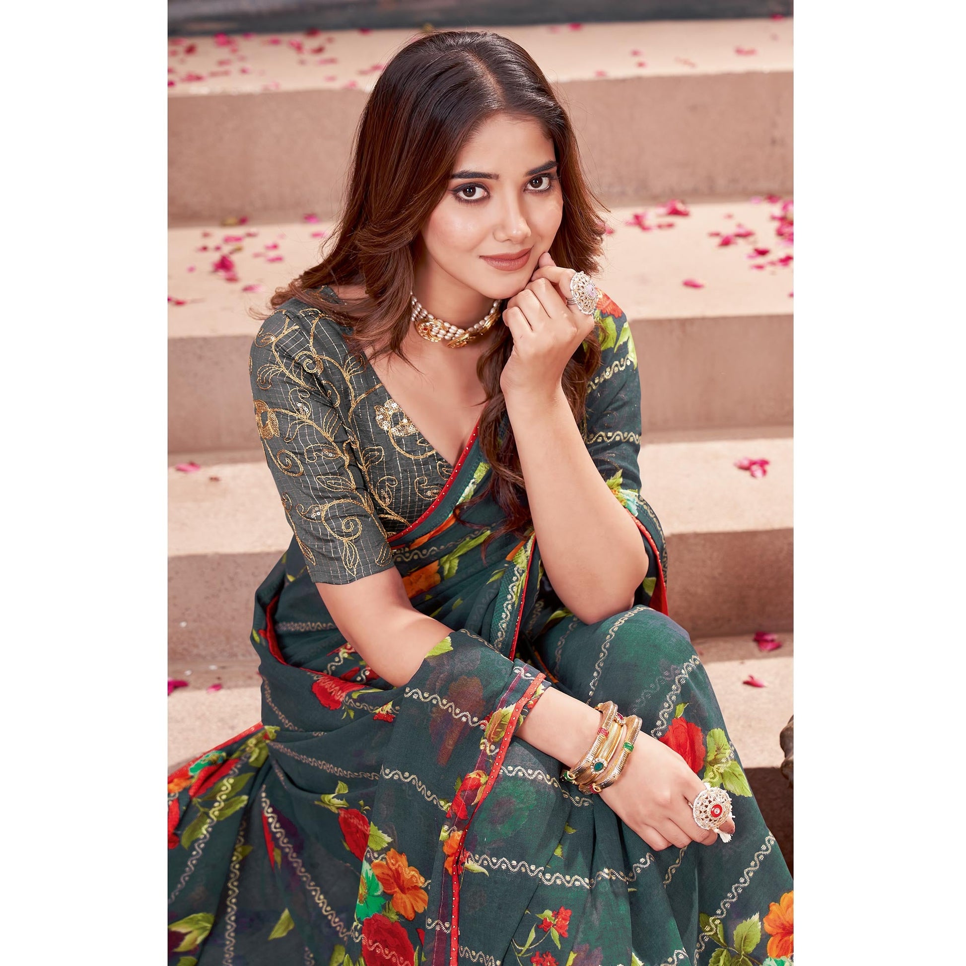 grey-floral-foil-printed-georgette-saree-3