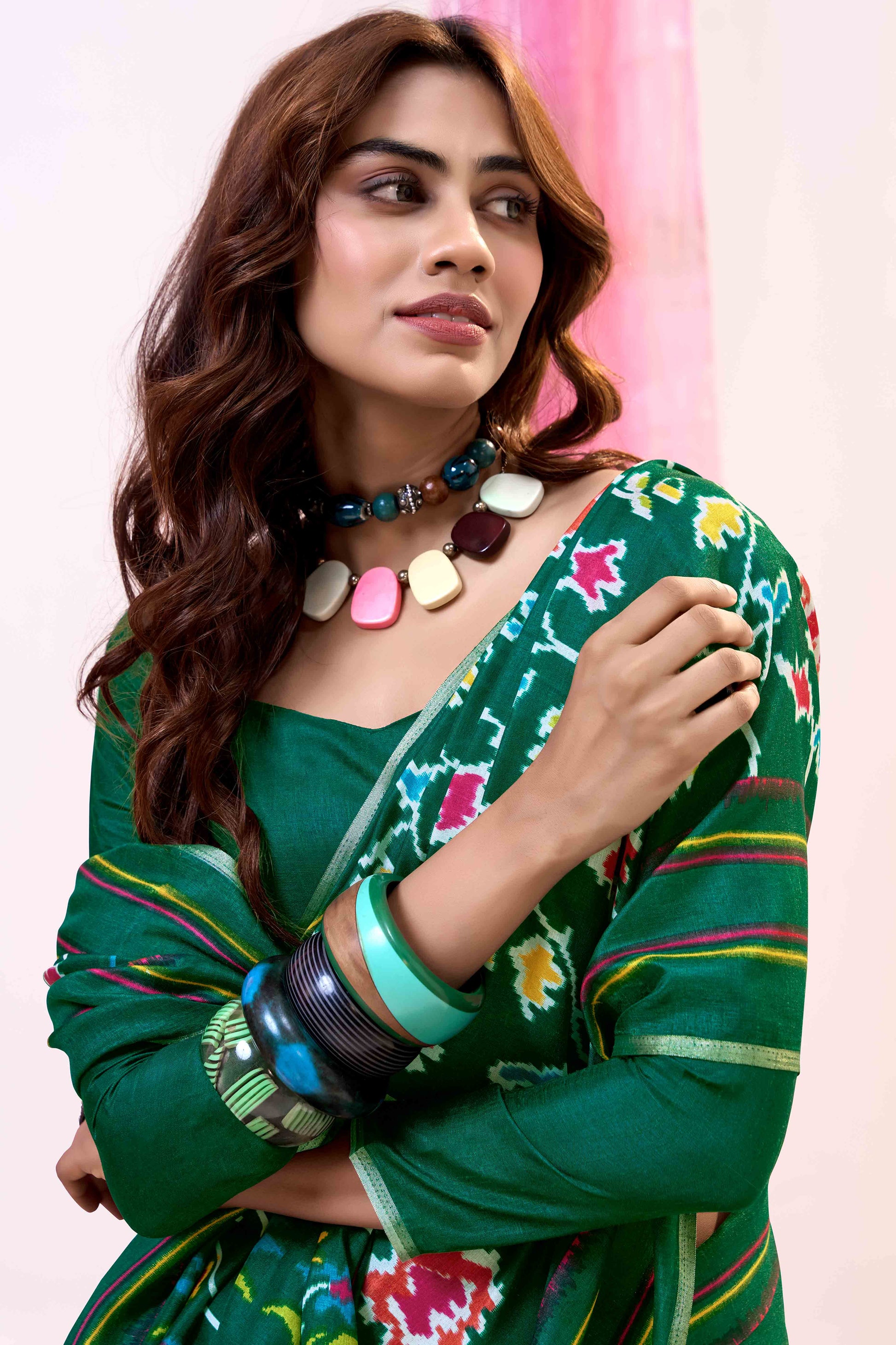 green-floral-mill-printed-tussar-silk-saree