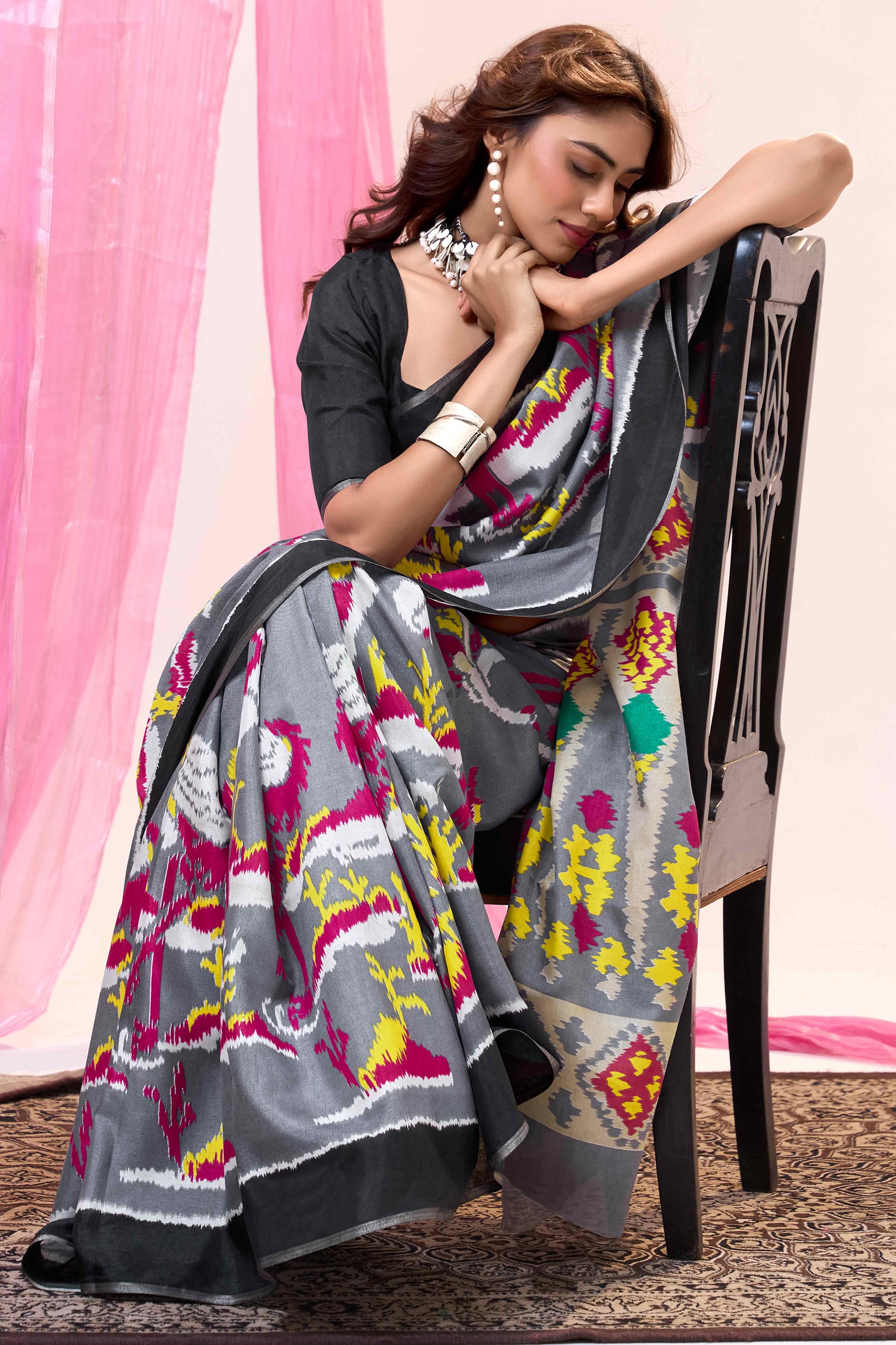 grey-mill-printed-tussar-silk-saree