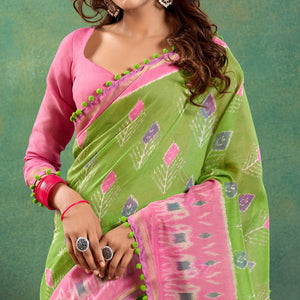 green-ikkat-printed-mul-mul-cotton-saree