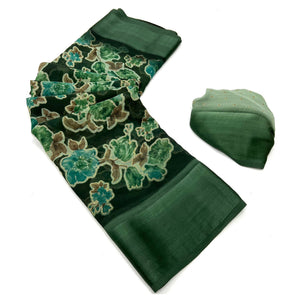 green-floral-foil-printed-cotton-silk-saree