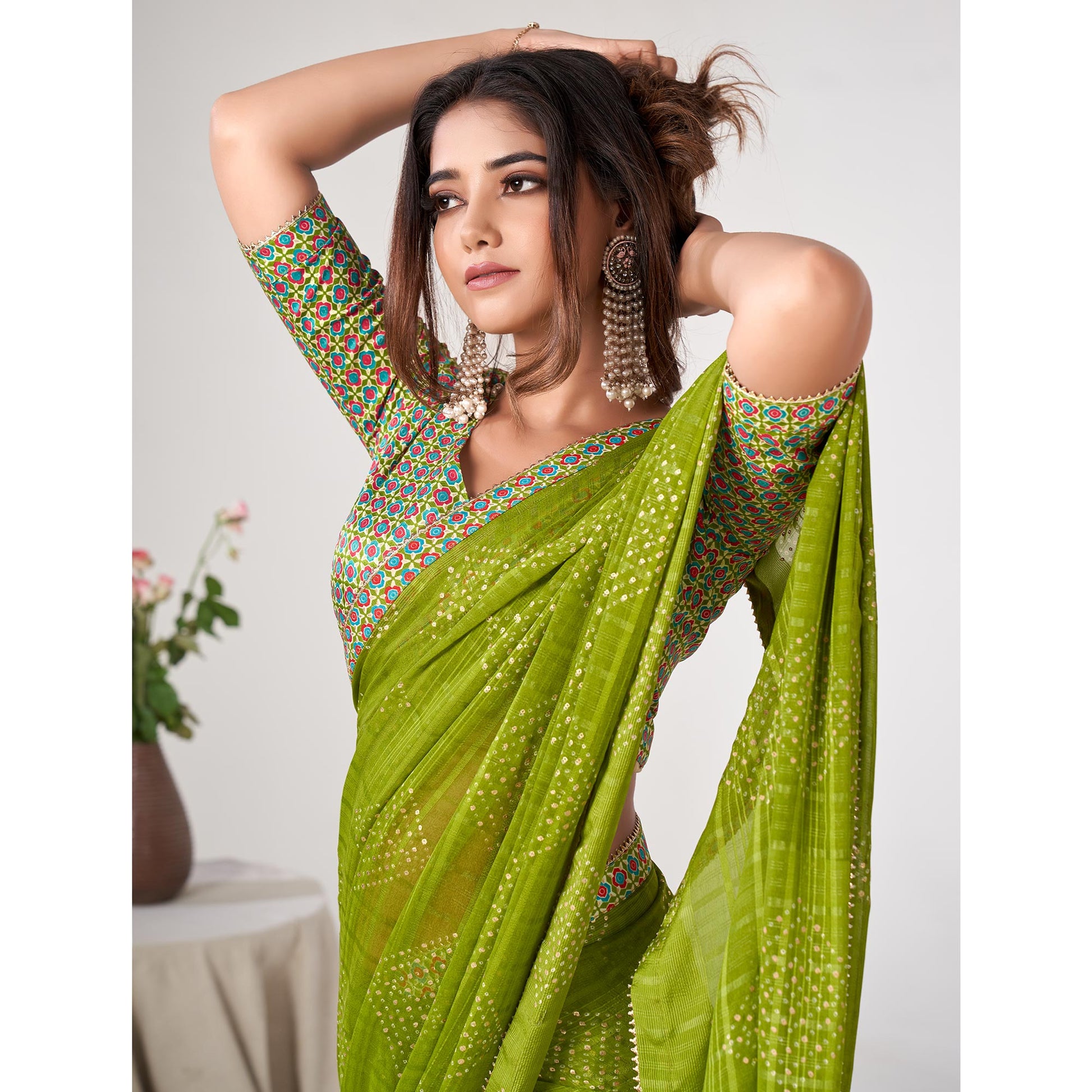 green-printed-georgette-saree-with-lace-work