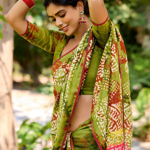 green-batik-printed-cotton-silk-saree