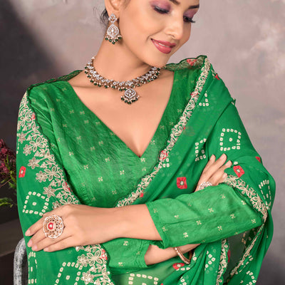 green-bandhani-printed-georgette-saree-4