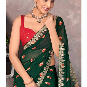 green-bandhani-printed-georgette-saree-5