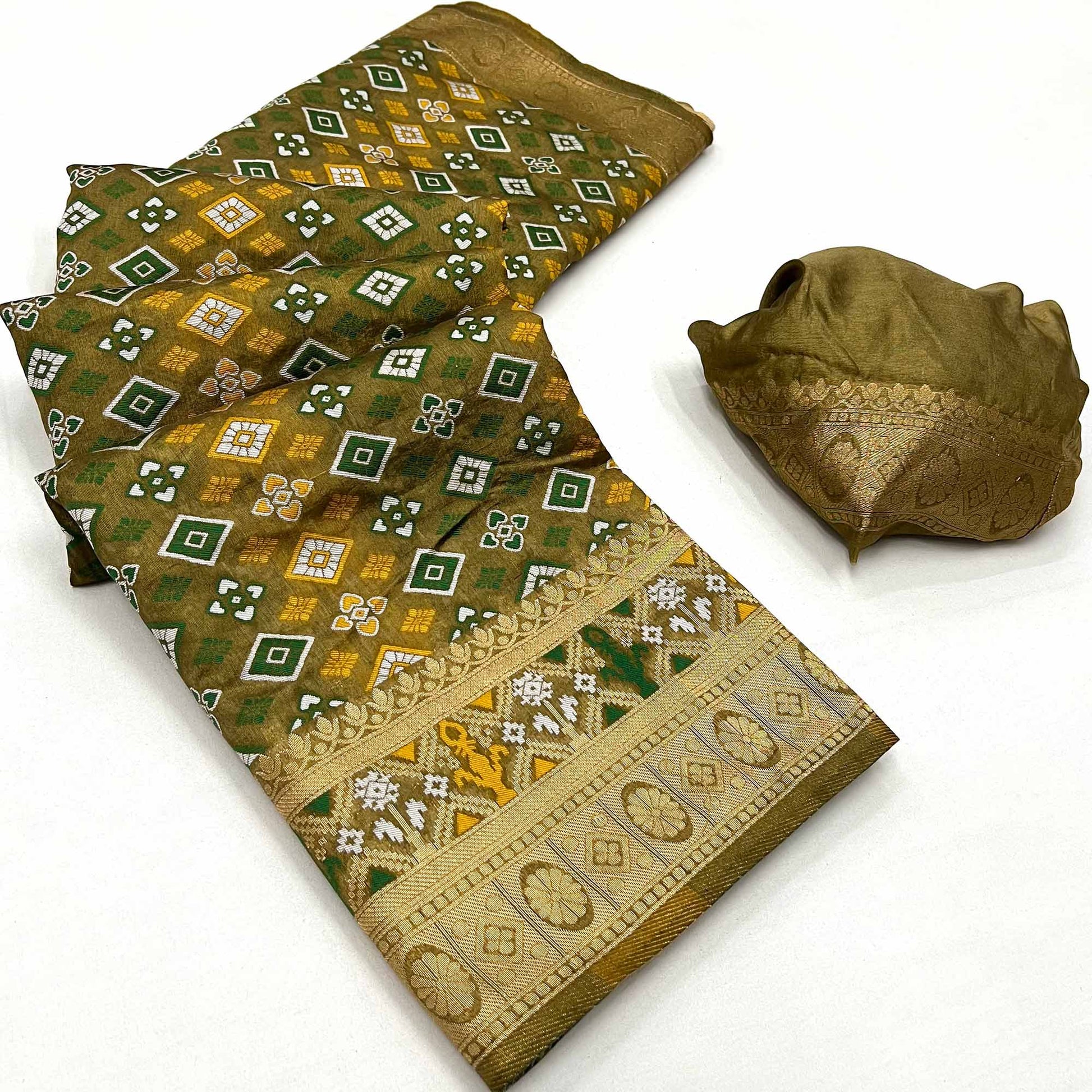 Mehendi Green Woven Art Silk Saree