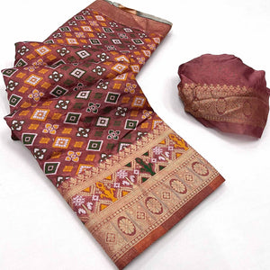 Brown Woven Art Silk Saree