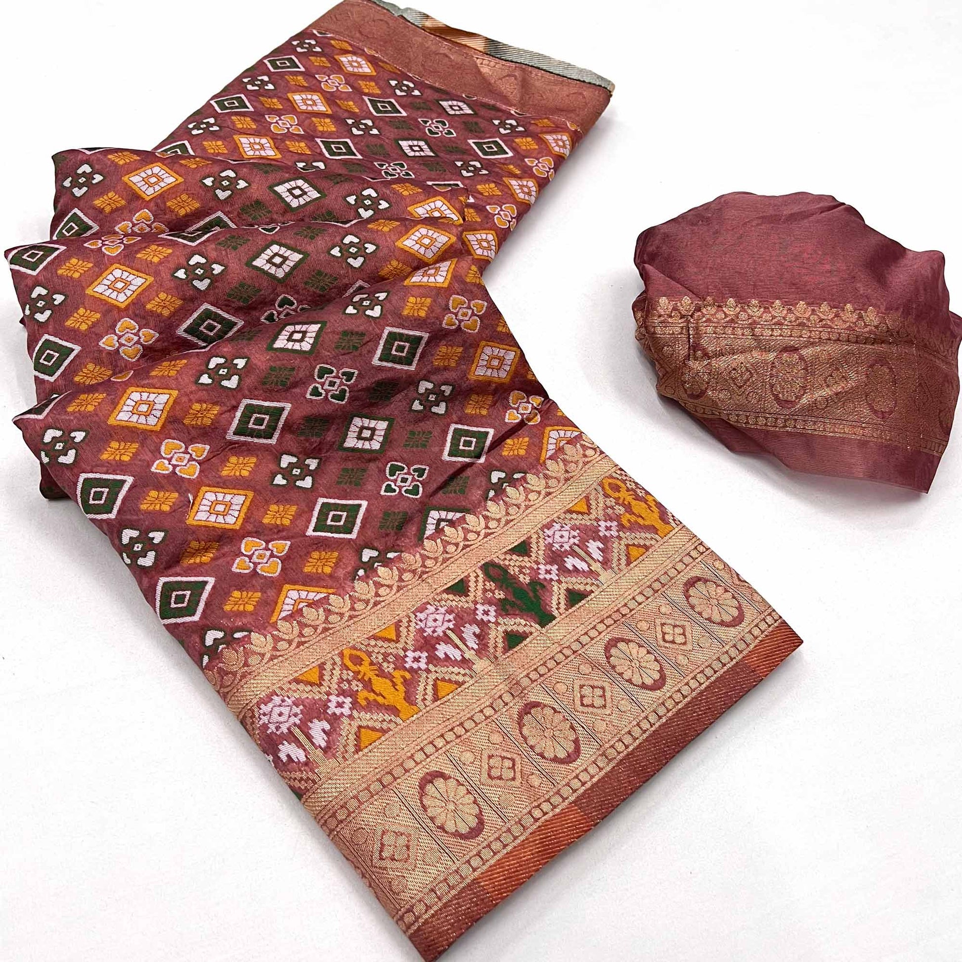 Brown Woven Art Silk Saree