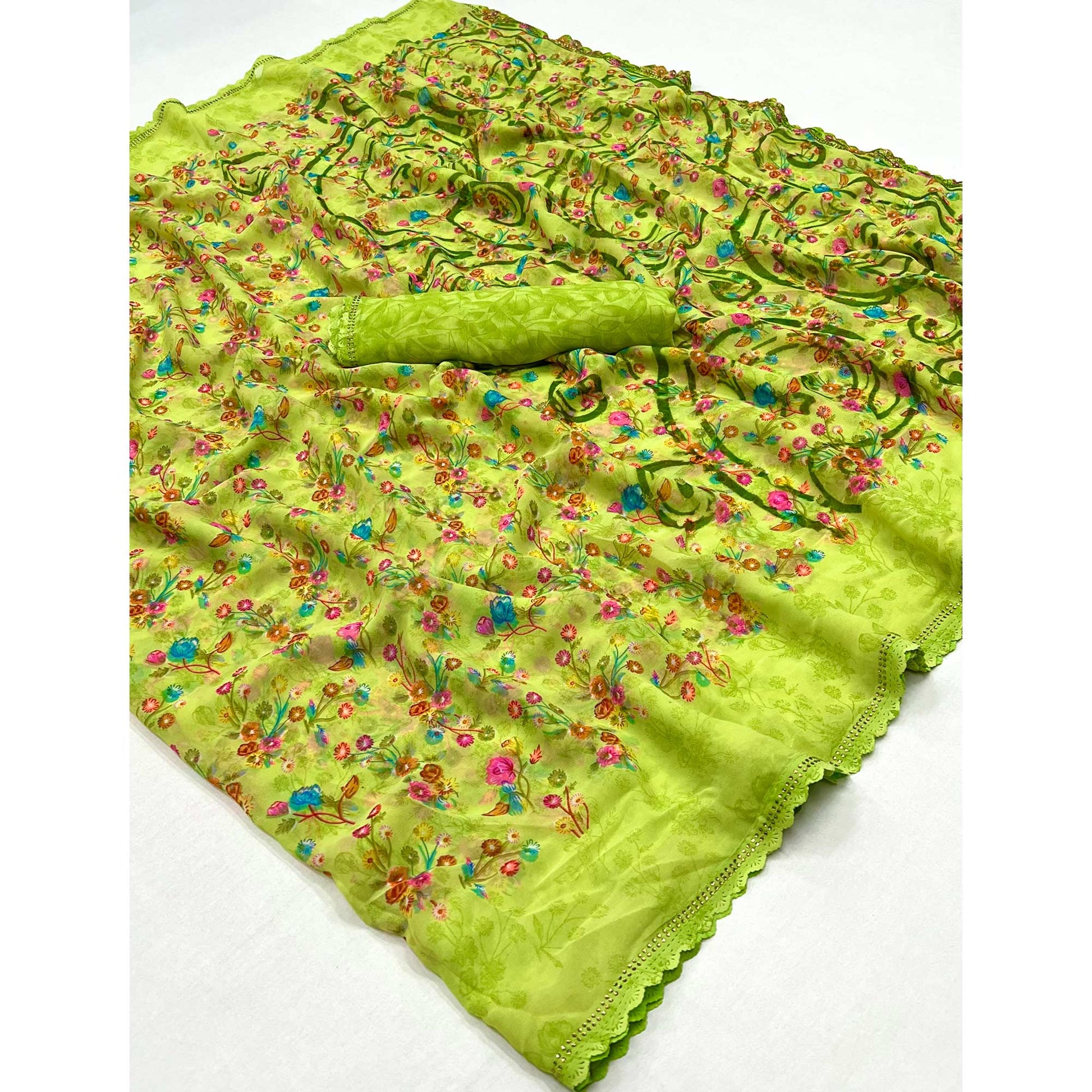 green-floral-printed-georgette-saree-13