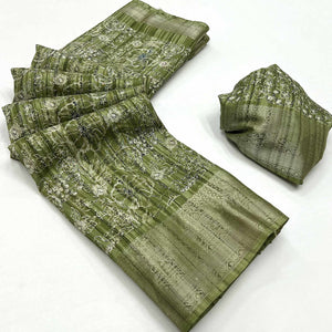 green-floral-printed-cotton-blend-saree-1