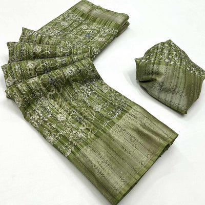 green-floral-printed-cotton-blend-saree-1