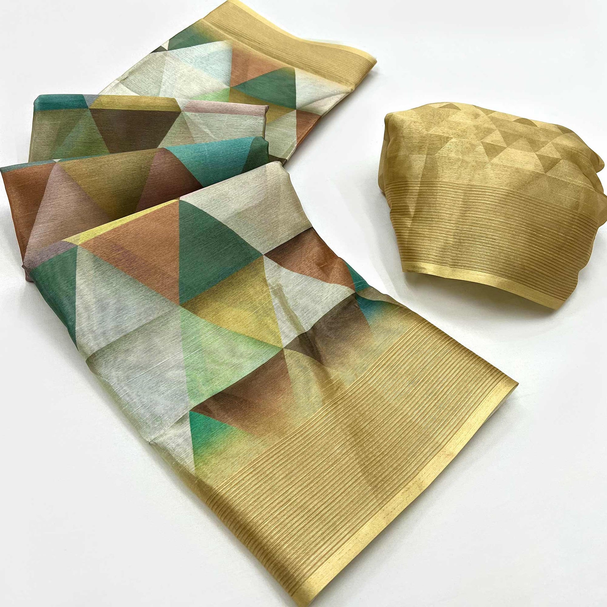 Lemon Yellow Digital Printed Cotton Blend Saree With Fancy Border