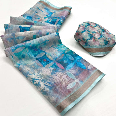 grey-blue-digital-printed-cotton-blend-saree-with-jacquard-border