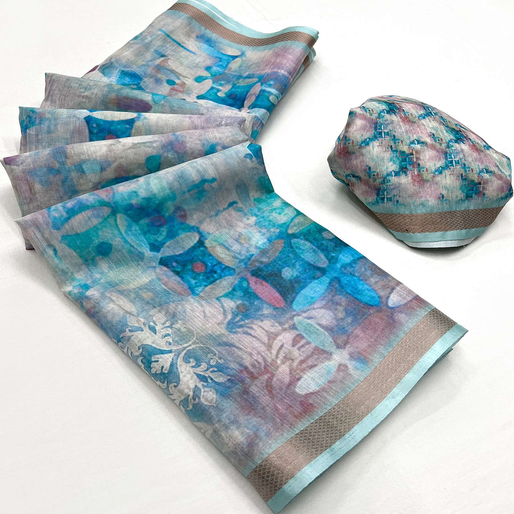 grey-blue-digital-printed-cotton-blend-saree-with-jacquard-border