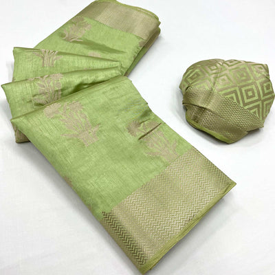 green-floral-woven-raw-silk-saree