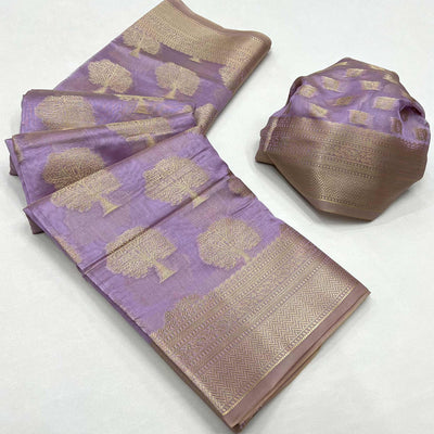 Lavender Woven Organza Saree