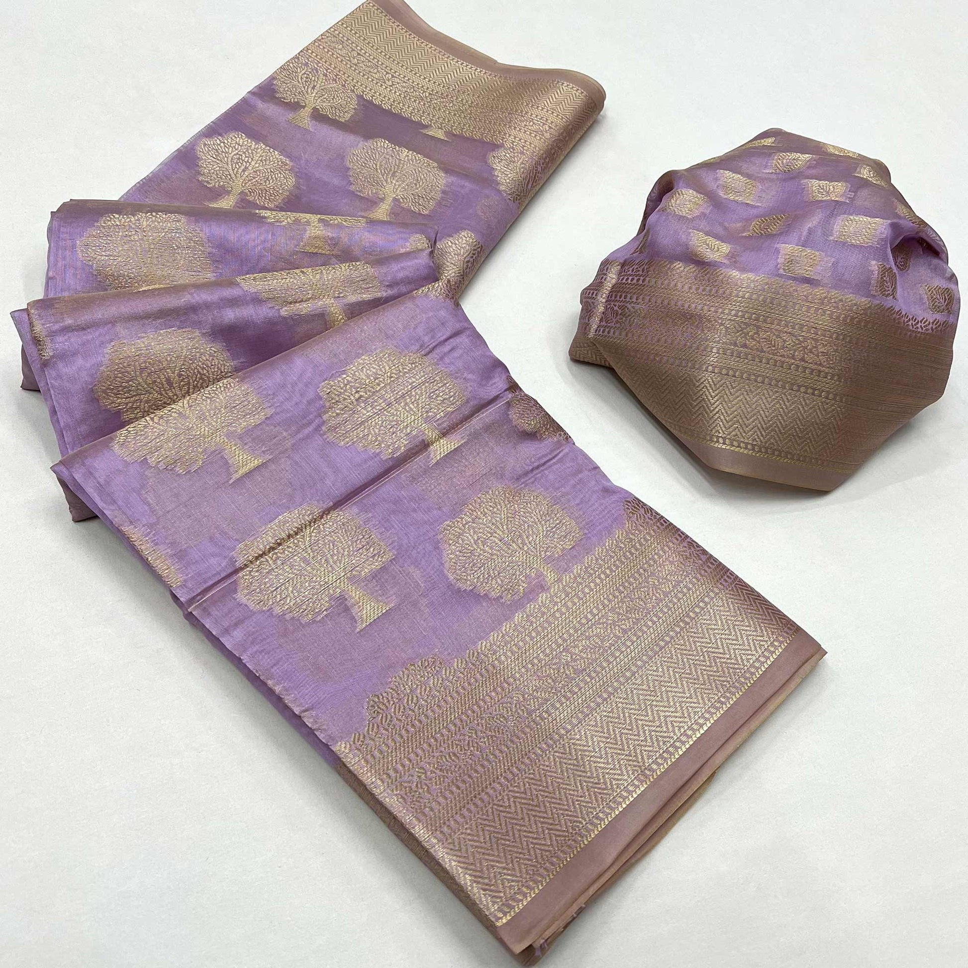 Lavender Woven Organza Saree