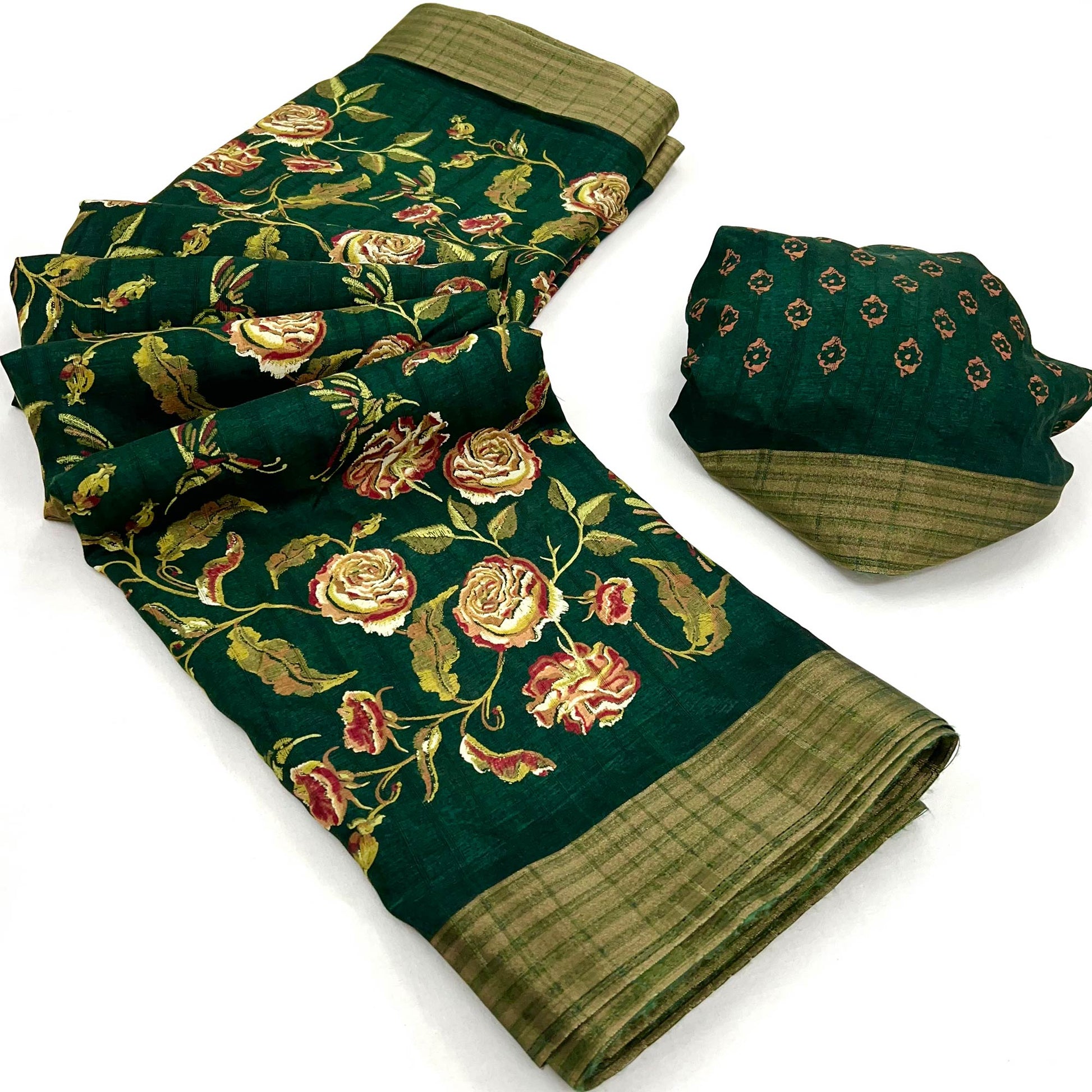 green-floral-printed-cotton-blend-saree-2
