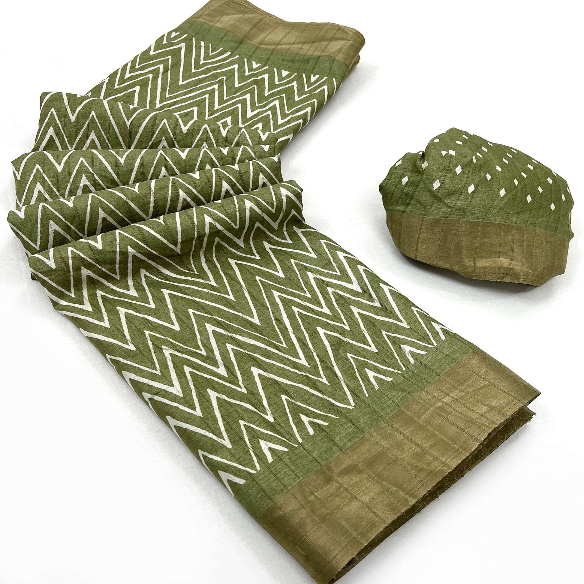 green-printed-cotton-blend-saree-with-woven-border-1