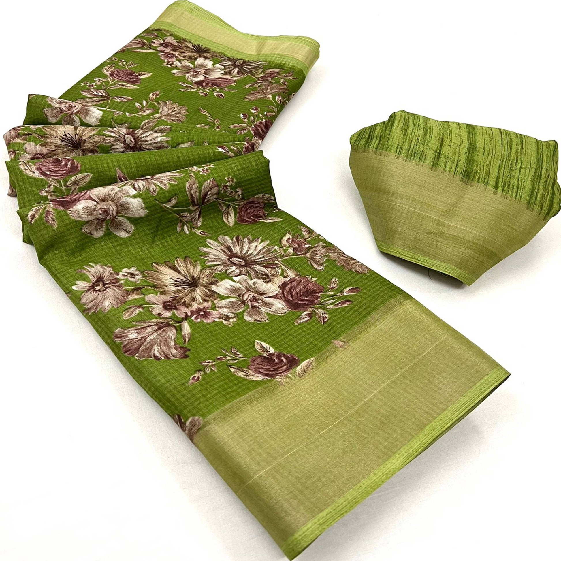 green-floral-printed-dola-silk-saree-with-woven-border-1