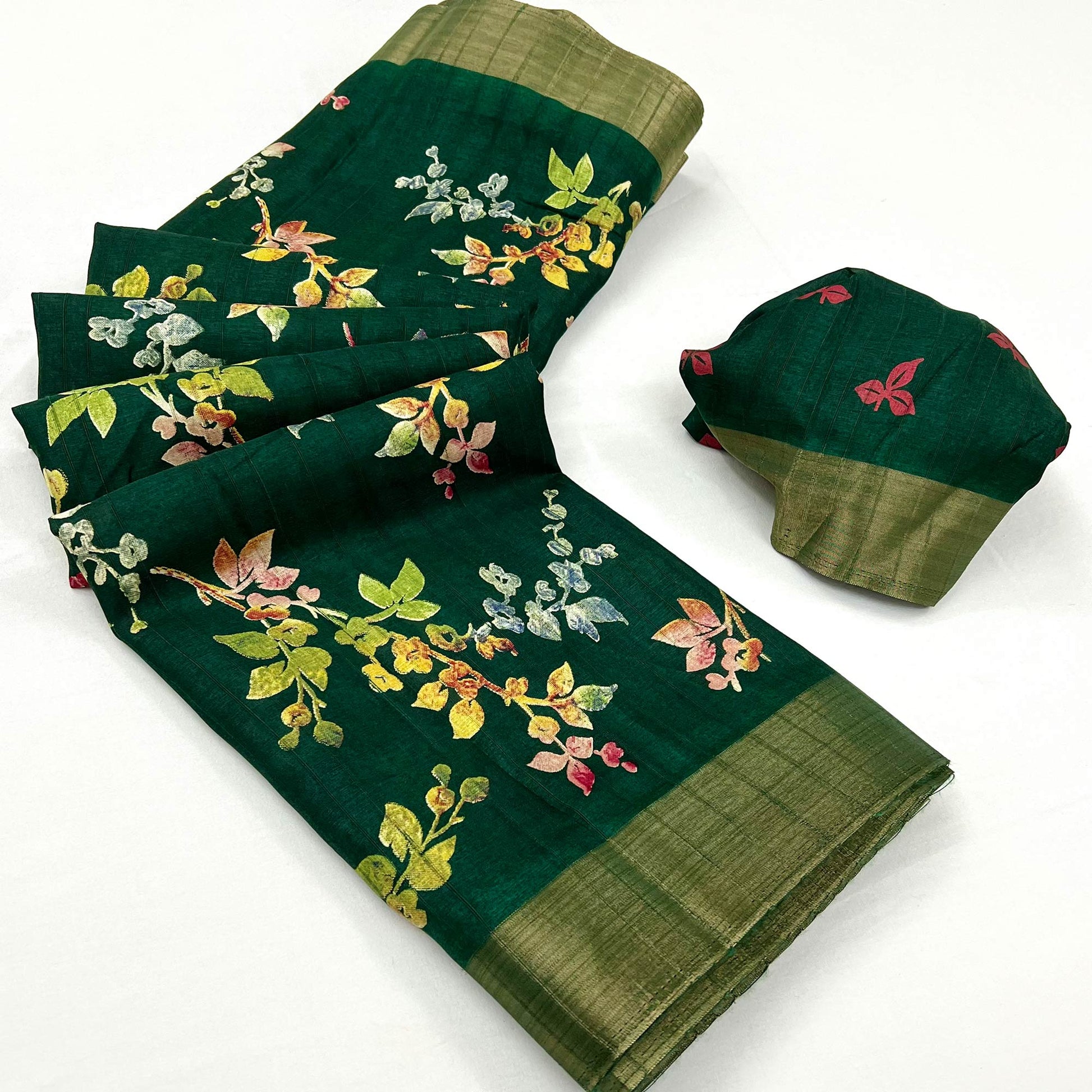 green-floral-printed-cotton-silk-saree-1