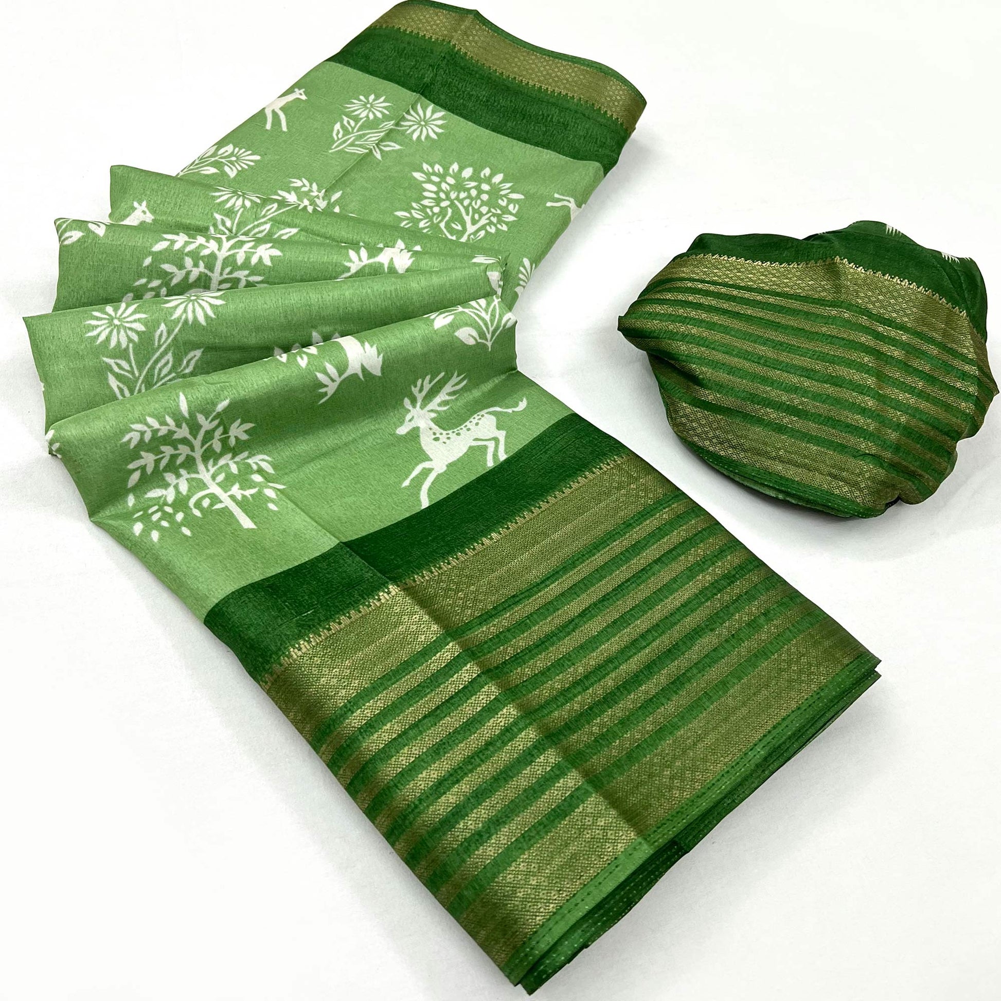 green-printed-dola-silk-saree-with-woven-border-1