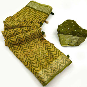 green-zig-zag-printed-kota-doria-saree-with-tassels