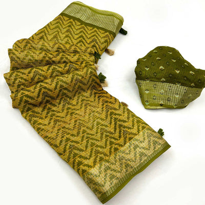 green-zig-zag-printed-kota-doria-saree-with-tassels