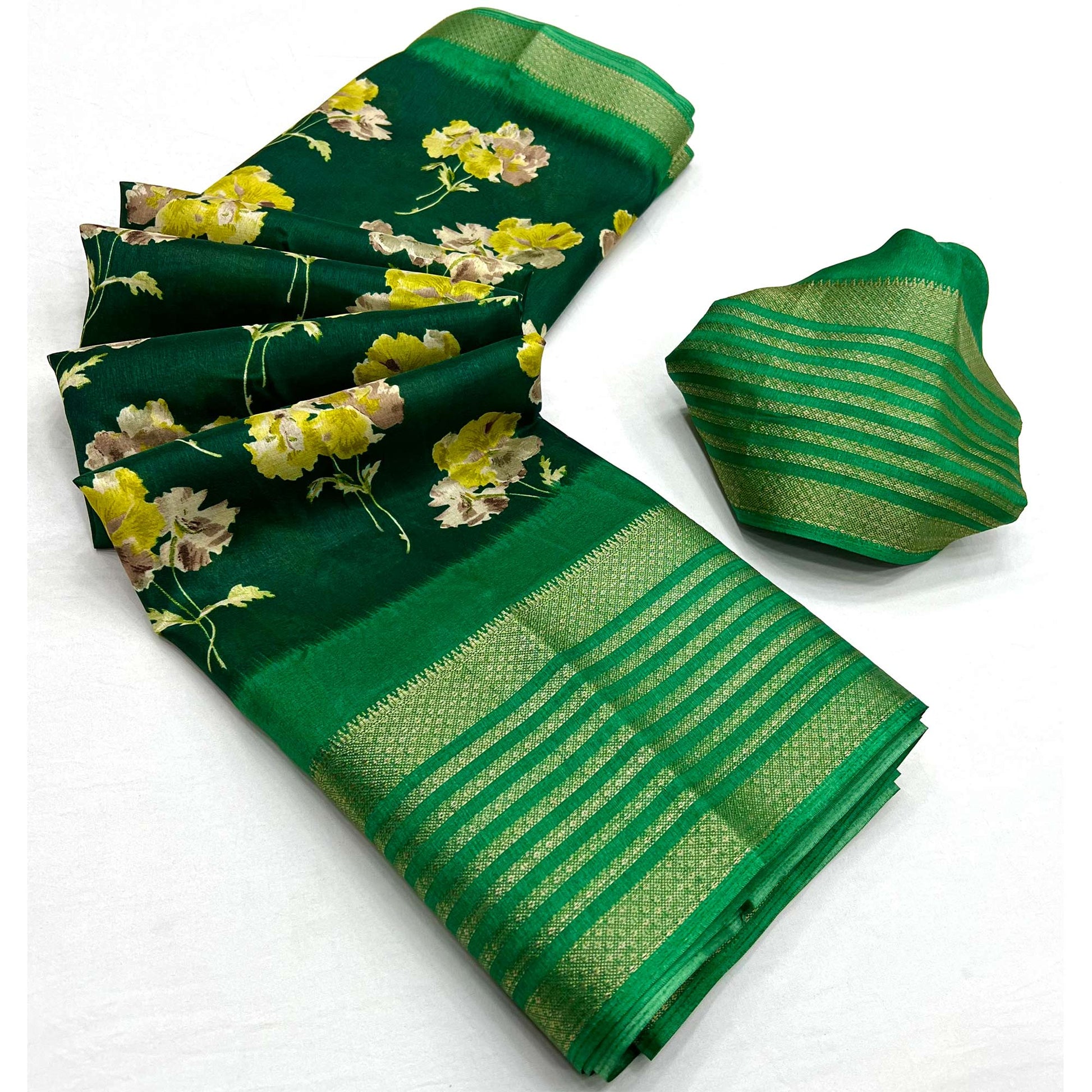 green-floral-printed-dola-silk-saree-with-woven-border-2