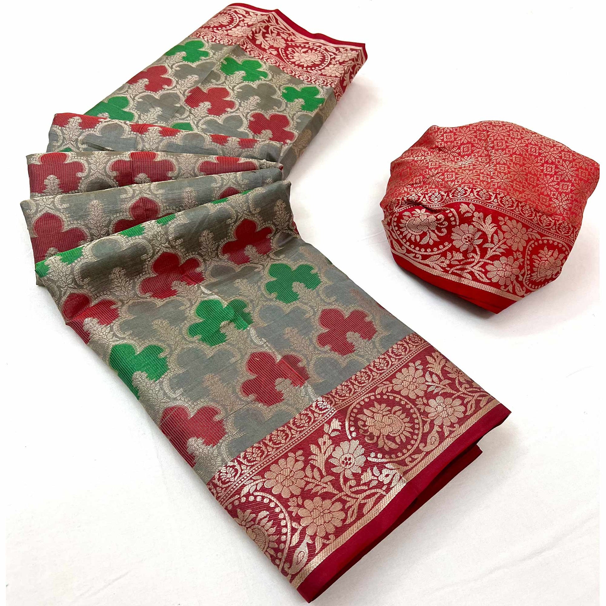 grey-red-floral-woven-organza-saree