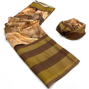 Brown Digital Printed Viscose Saree