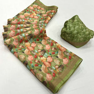 green-digital-printed-cotton-blend-saree-with-weaving-border-1