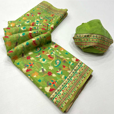 green-floral-woven-cotton-blend-saree-3