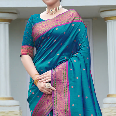 Morpich Woven Paithani Art Silk Saree