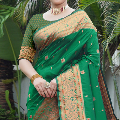 green-woven-paithani-art-silk-saree-3