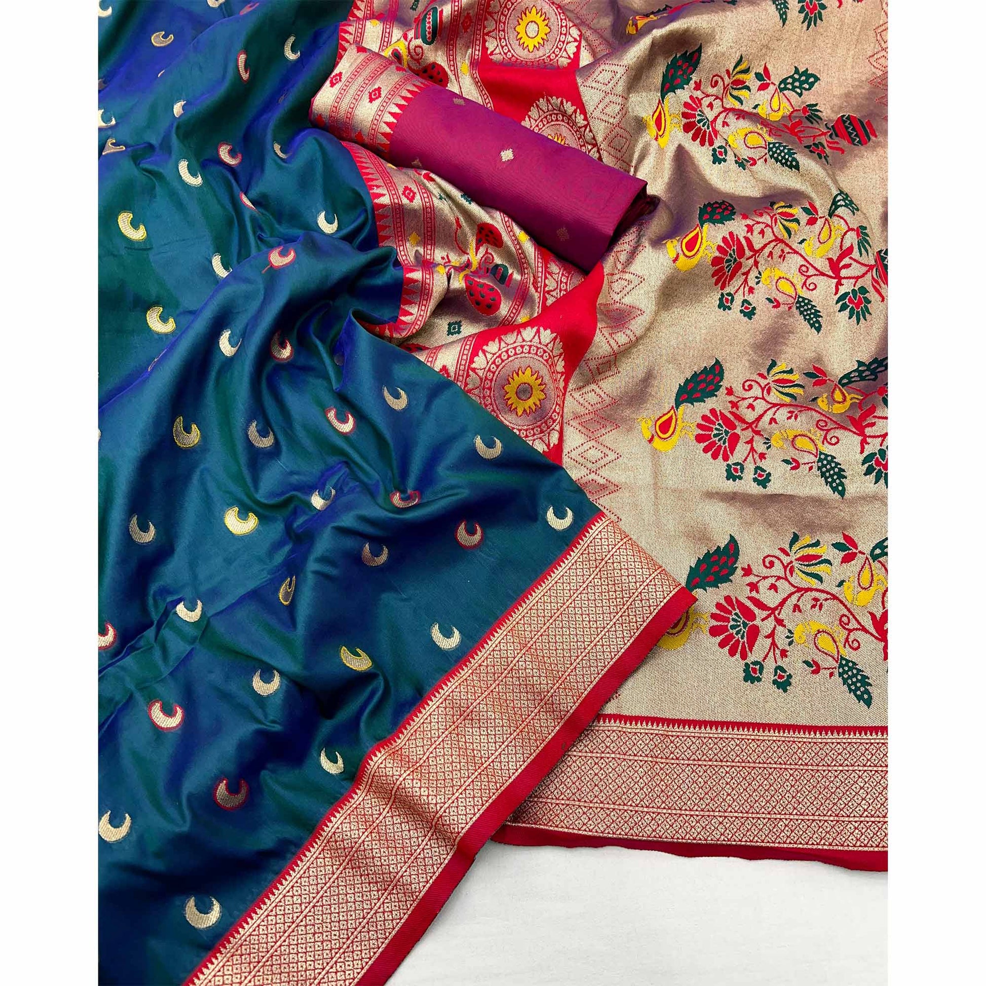 Blue Woven Pure Silk Paithani Saree