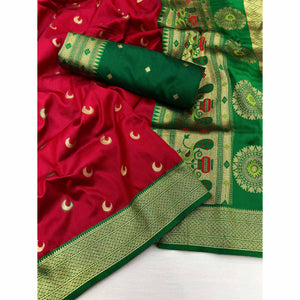 Maroon Woven Pure Silk Paithani Saree