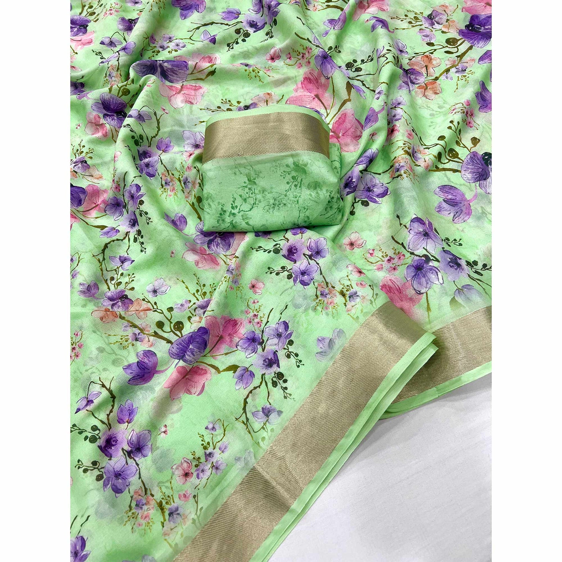 green-floral-digital-printed-moss-georgette-saree-with-zari-border