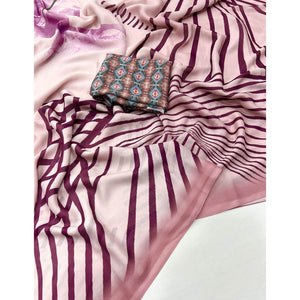 Peach Digital Printed Georgette Saree