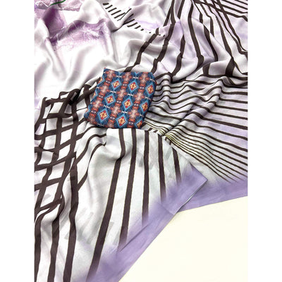 Light Lavender Digital Printed Georgette Saree