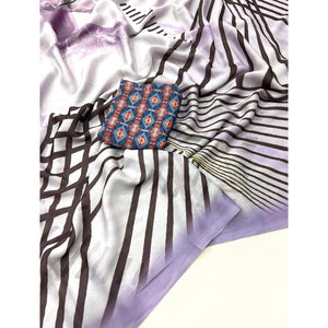 Light Lavender Digital Printed Georgette Saree