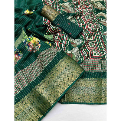 green-floral-printed-dola-silk-saree-with-jacquard-border-1
