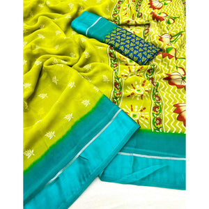 green-floral-printed-georgette-saree-with-zari-border-3