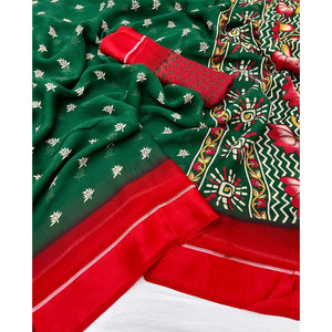 green-floral-printed-georgette-saree-with-zari-border