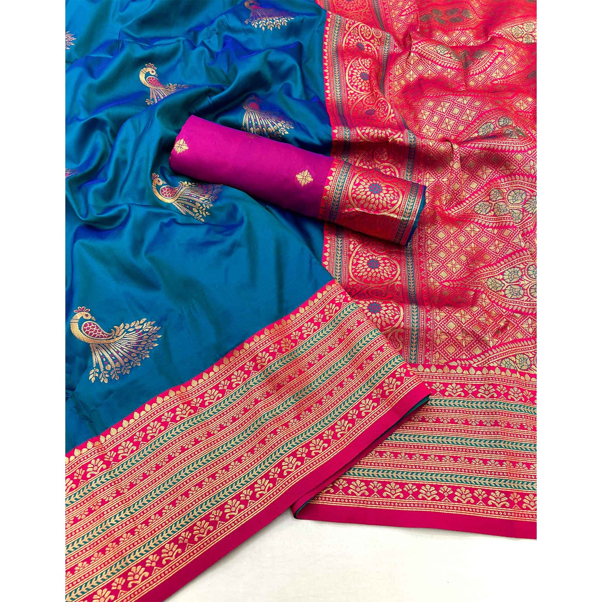 Blue Woven Pure Silk Saree