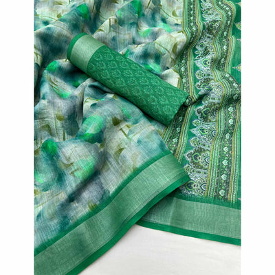 green-digital-printed-linen-saree-with-woven-border-33