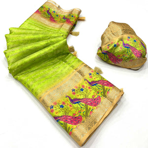green-woven-with-digital-printed-raw-silk-saree