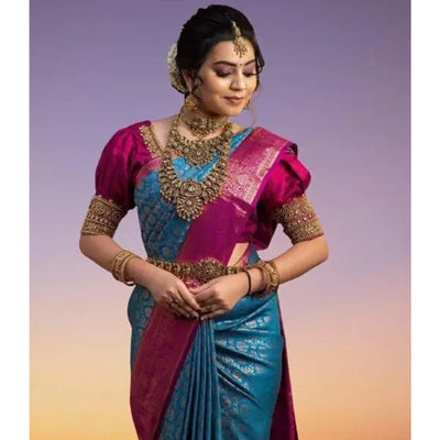 Blue Woven Banarasi Silk Saree