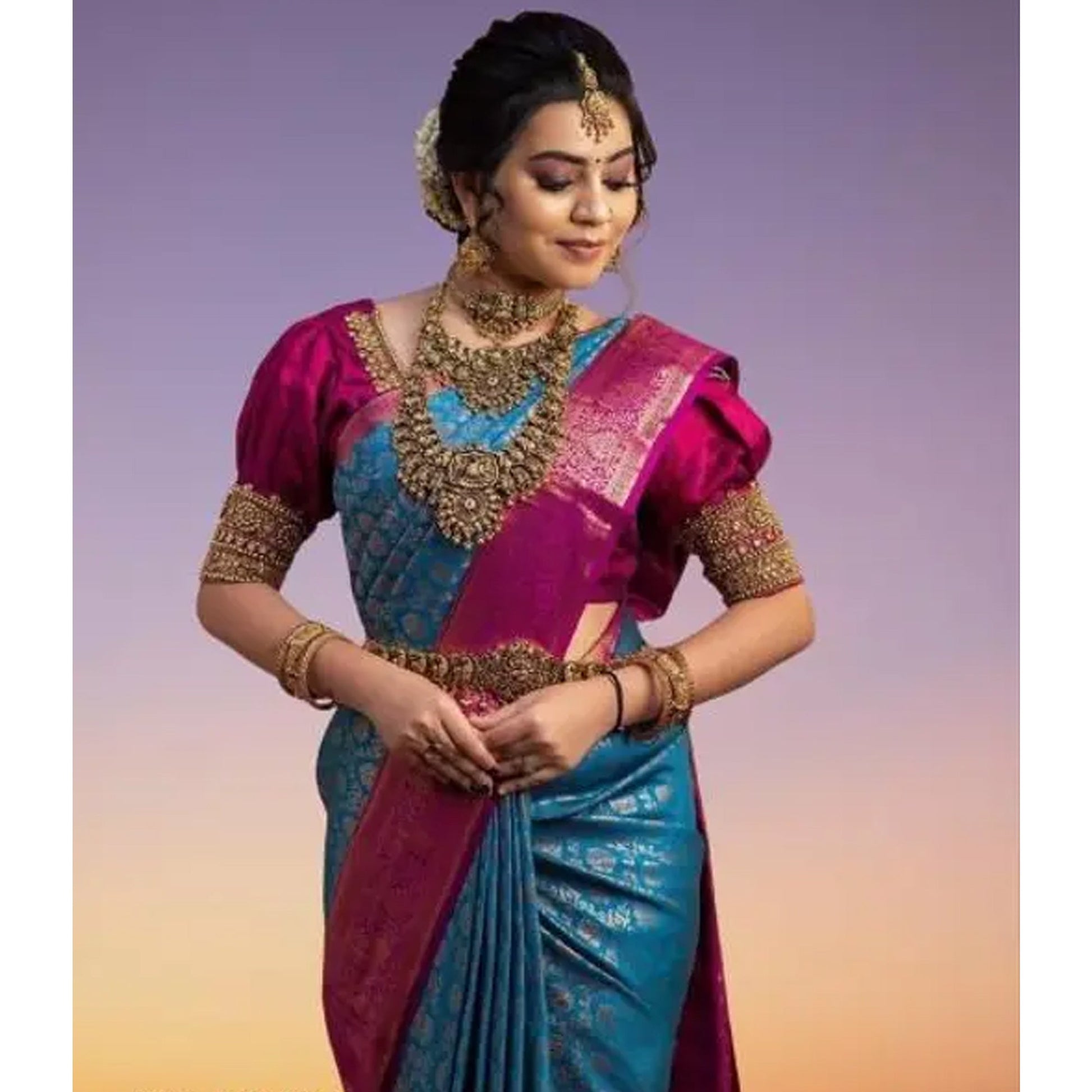 Blue Woven Banarasi Silk Saree